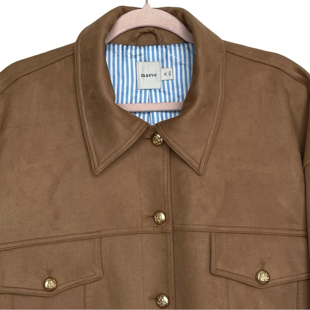 Anthropologie Maeve Faux-Suede Trucker Jacket Honey XL NWT - Picture 5 of 16
